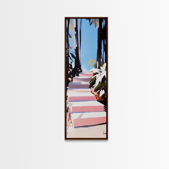 Coastal Pathway, Nature Wall Art, Beach House Decor, Minimalist Landscape, Framed Canvas Print, Blue Wall Art, Summer Aesthetic