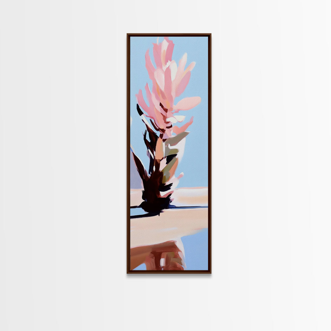 Blooming Beauty, Pastel Floral Art, Feminine Aesthetic, Soft Pink Flowers, Minimalist Botanical Painting, Bedroom Framed Canvas Print