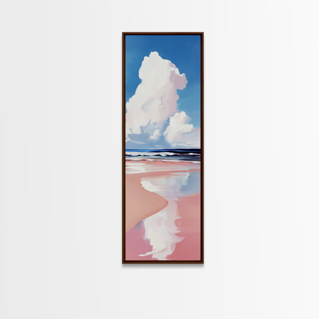 Cloud Reflection, Ocean Horizon, Tranquil Sky, Dreamy Seascape, Framed Canvas Print, Coastal Wall Art, Living Room Decor, Minimalist Blue
