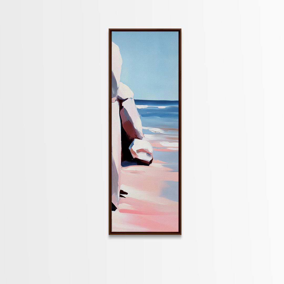 Coastal Rocks, Ocean Landscape, Beach House Wall Art, Minimalist Seascape, Relaxing Decor, Nature Painting, Canvas Print