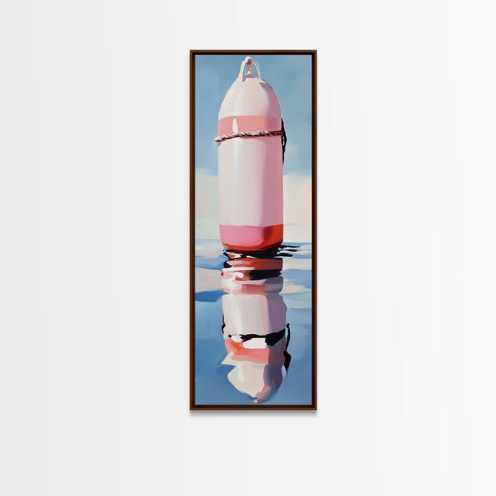 Nautical Buoy, Coastal Wall Art, Minimalist Nautical Art, Beach House Decor, Ocean Art, Living Room Painting, Framed Canvas Print