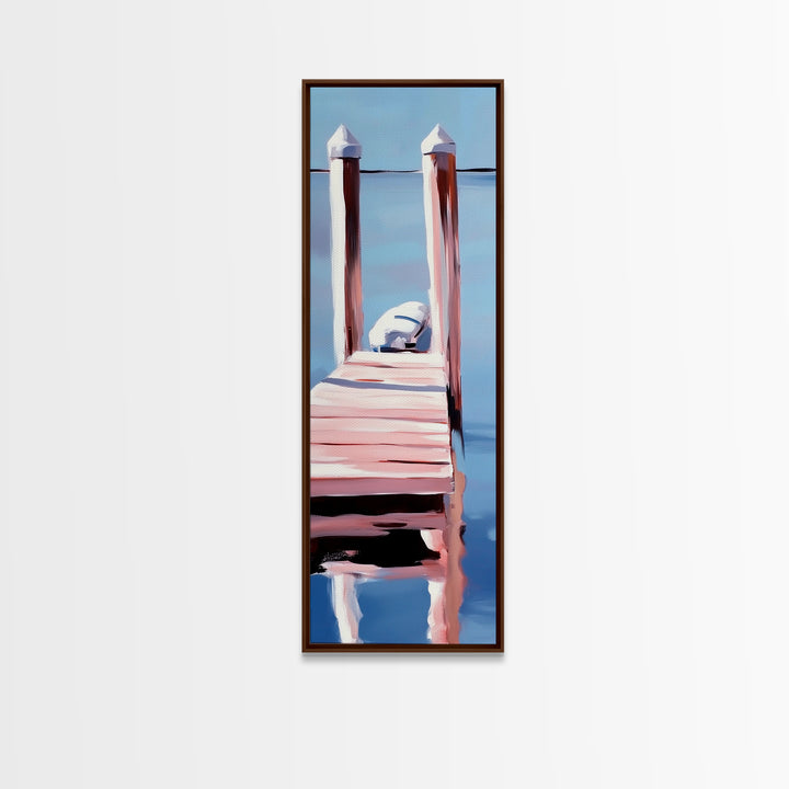 Dock Reflection, Calm Waters, Nautical Aesthetic, Serene Landscape, Coastal Home Decor, Minimal Framed Canvas Print, Tranquil Vibes