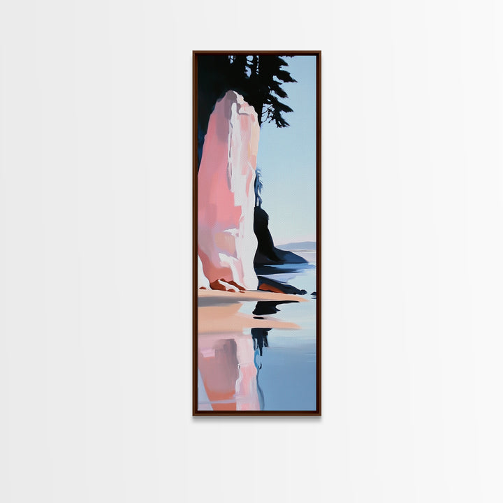 Ocean Cliff, Coastal Wall Art, Nautical Decor, Seascape Painting, Minimalist Beach Art, Serene Home Decor, Framed Canvas Print