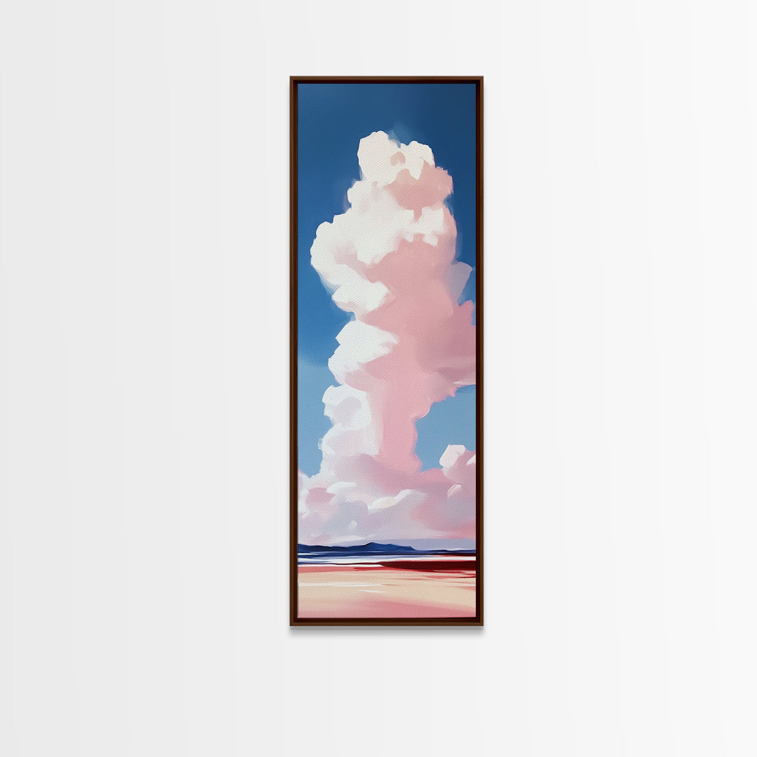 Pink Clouds, Serene Landscape, Minimalist Sky Art, Dreamy Coastal Scene, Soft Pastel Home Decor, Large Framed Canvas Print, Living Room Art