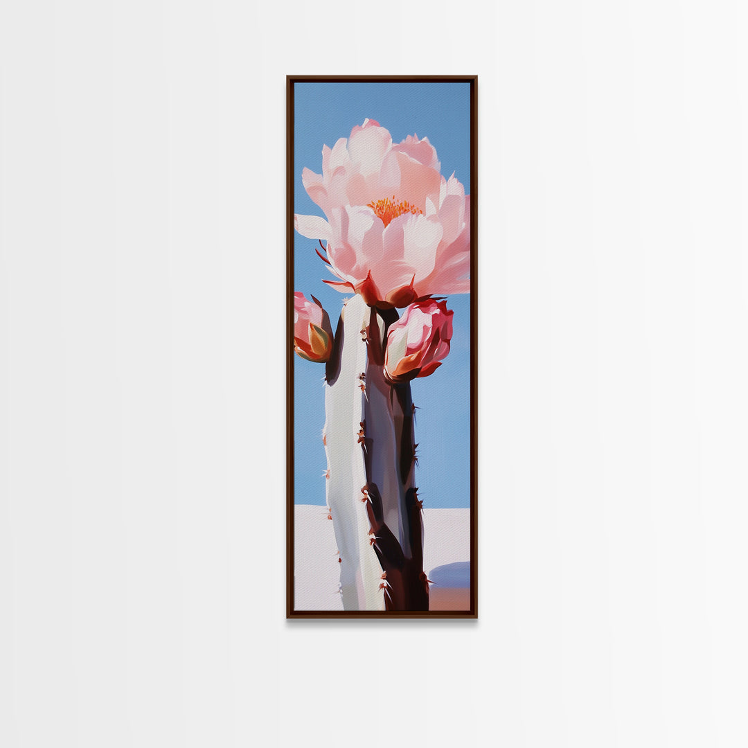 Blooming Cactus, Floral Wall Art, Desert Decor, Boho Aesthetic, Southwestern Art, Vibrant Botanical Painting, Canvas Print