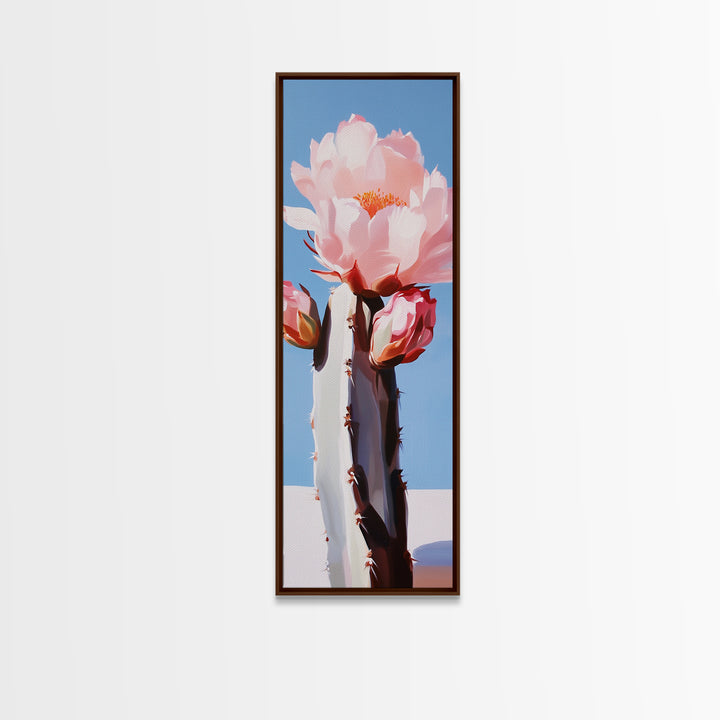 Blooming Cactus, Floral Wall Art, Desert Decor, Boho Aesthetic, Southwestern Art, Vibrant Botanical Painting, Canvas Print