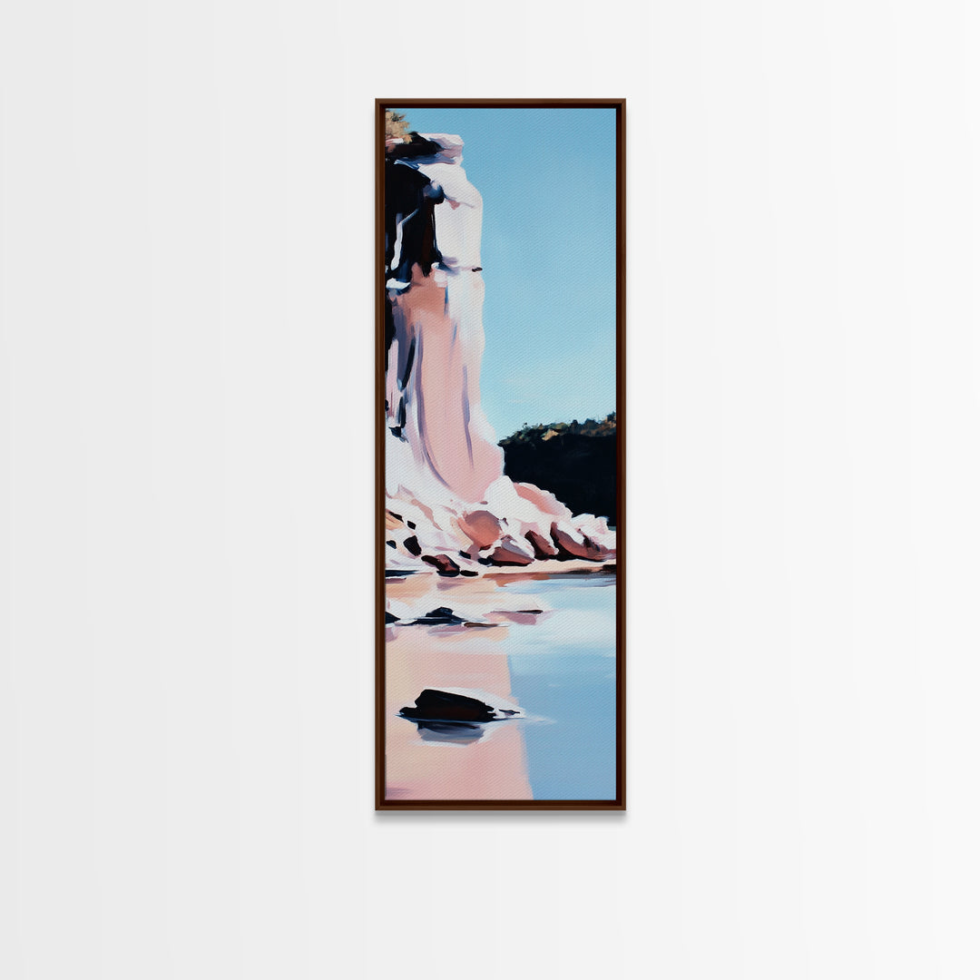 Cliffside Beauty, Ocean Landscape, Coastal Home Decor, Beach Wall Art, Modern Seascape, Framed Canvas Print, Minimalist Style