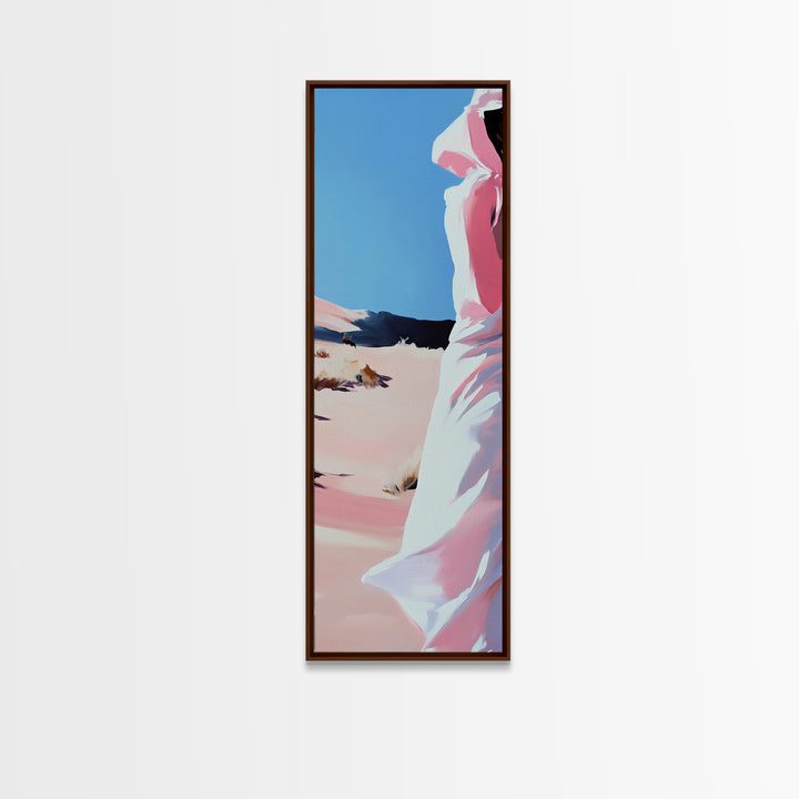 Desert Walk, Fashion Wall Art, Minimalist Figure Print, Warm Tones, Neutral Wall Decor, Modern Aesthetic, Framed Canvas Print