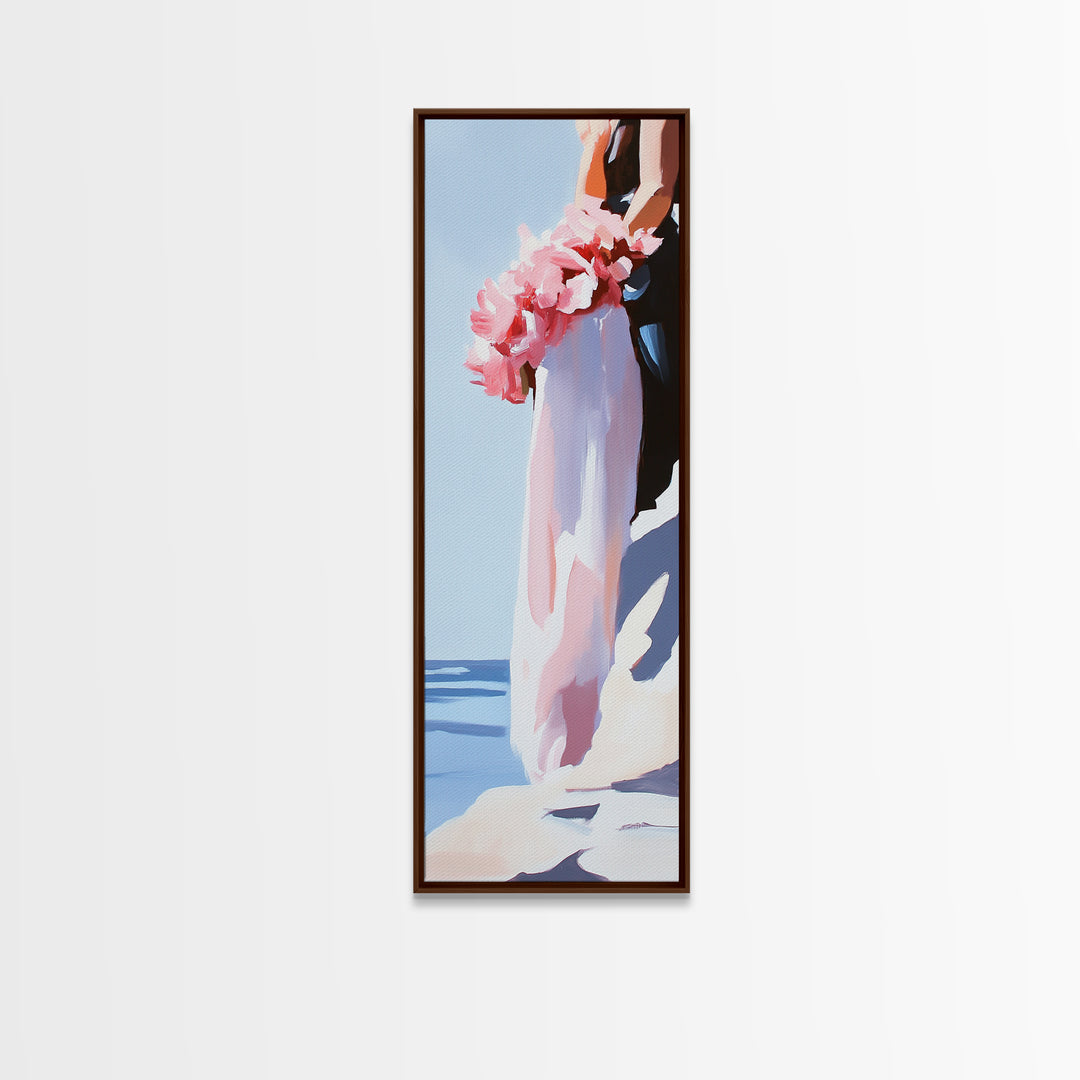 Blush Florals, Coastal Romance, Gentle Breeze, Framed Canvas Print, Feminine Wall Art, Boho Home Decor, Bedroom Art, Seaside Aesthetic