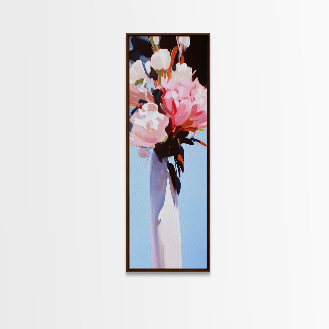 Abstract Floral Art, Bold Flower Painting, Romantic Wall Decor, Framed Canvas Print, Modern Home Art, Feminine Aesthetic, Bedroom Wall Art