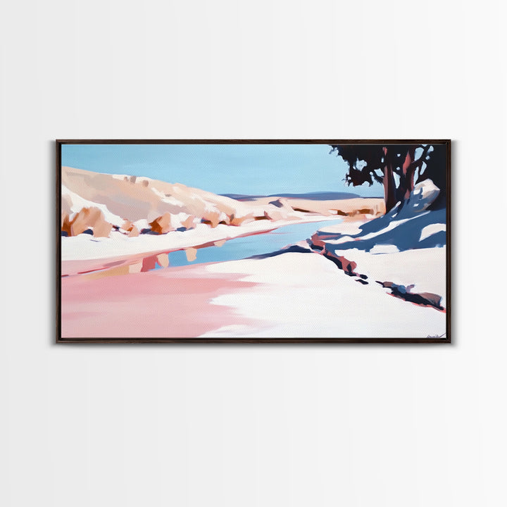 River Landscape, Nature Wall Art, Serene Water Scene, Tranquil Wilderness Painting, Country Home Decor, Scenic Canvas Print