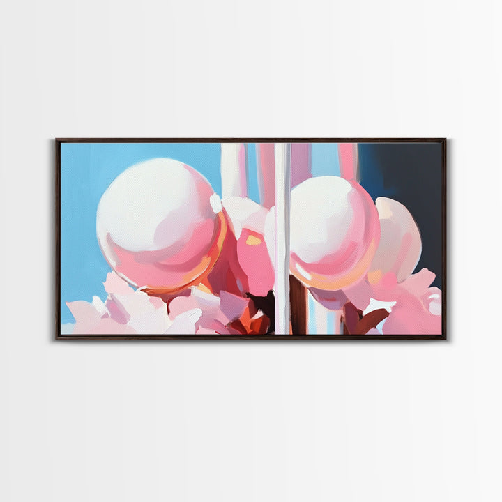 Abstract Sphere Art, Modern Pastel Aesthetic, Surreal Reflection Painting, Dreamy Minimalist Home Decor, Unique Wall Art, Canvas Print