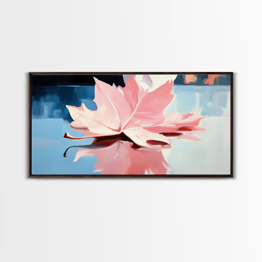 Autumn Leaf, Nature Reflection, Fall Inspired Art, Framed Canvas Print, Cozy Seasonal Wall Decor, Warm Toned Home Aesthetic