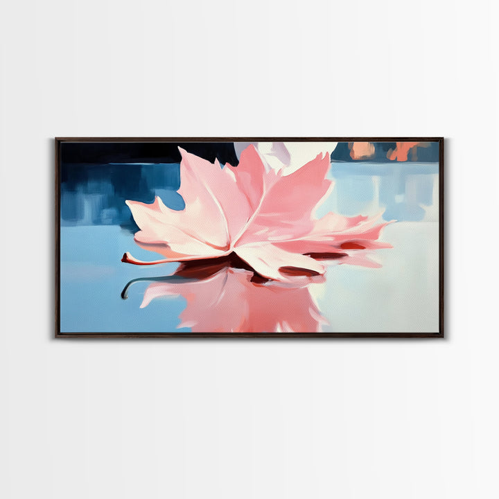 Autumn Leaf, Nature Reflection, Fall Inspired Art, Framed Canvas Print, Cozy Seasonal Wall Decor, Warm Toned Home Aesthetic