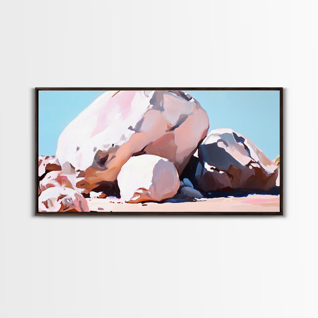 Rock Formations, Desert Landscape, Warm Neutrals, Canvas Print, Bohemian Wall Art, Modern Minimalist Decor, Earthy Tones, Bedroom Wall Art