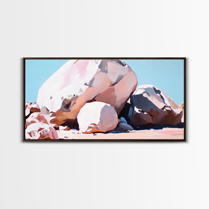 Rock Formations, Desert Landscape, Warm Neutrals, Canvas Print, Bohemian Wall Art, Modern Minimalist Decor, Earthy Tones, Bedroom Wall Art