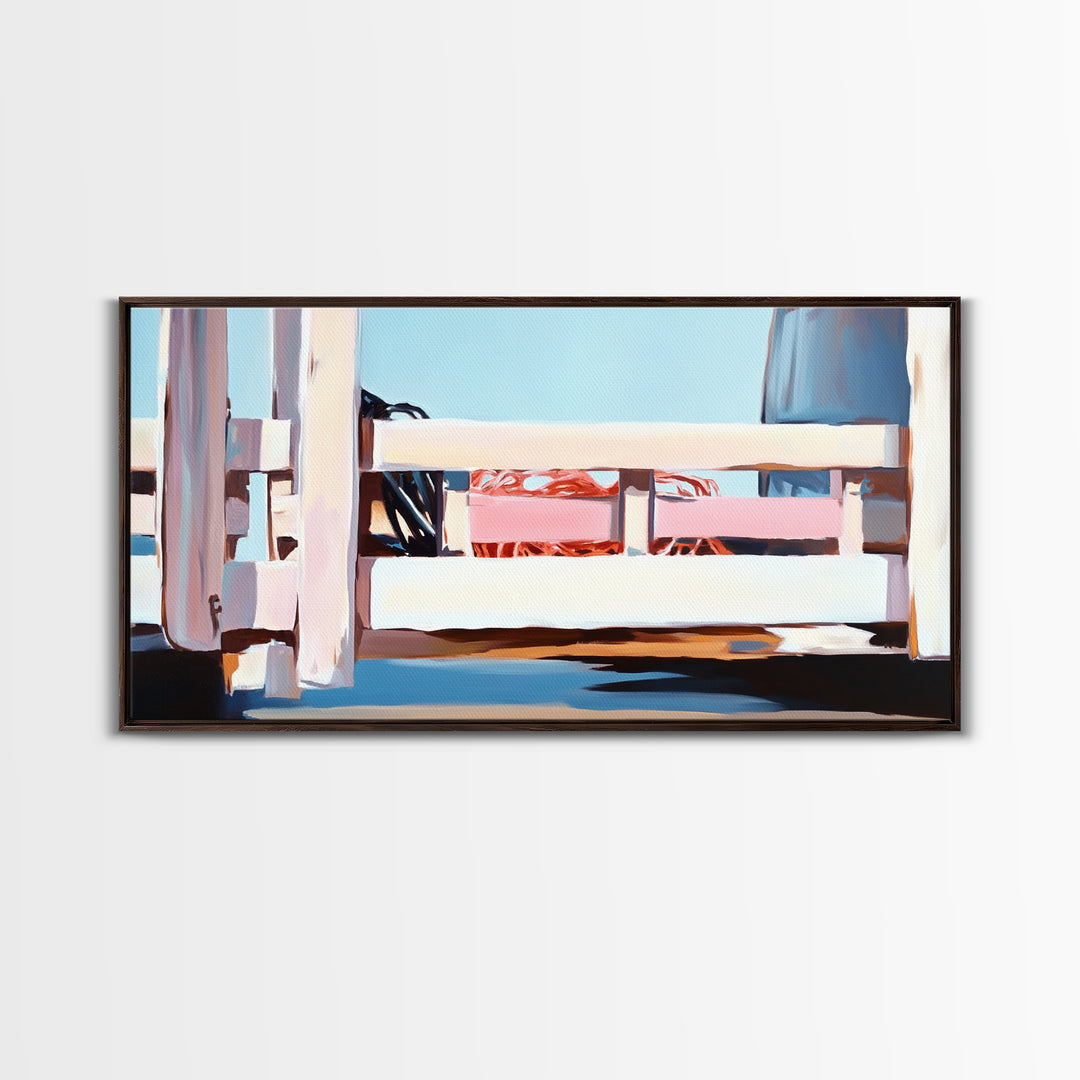 Boardwalk by the Beach, Coastal Landscape Print, Seaside Home Decor, Nautical Beach House, Minimalist Summer Art, Living Room Canvas Print