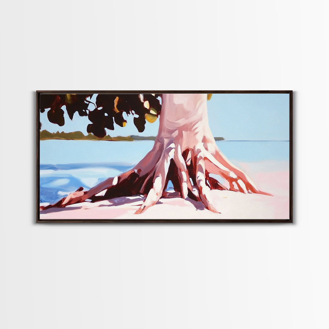 Coastal Tree Roots, Tropical Beach Art, Seaside Nature Print, Boho Coastal Decor, Nautical Wall Art, Living Room Canvas Print