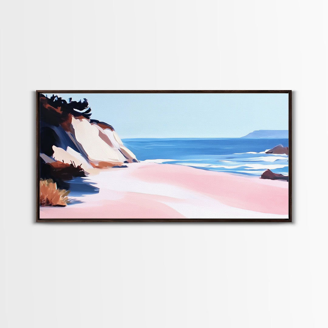 Coastal Escape, Ocean Waves, Seaside Serenity, Framed Canvas Print, Beach House Decor, Minimalist Art, Bedroom Wall Art, Nautical Print