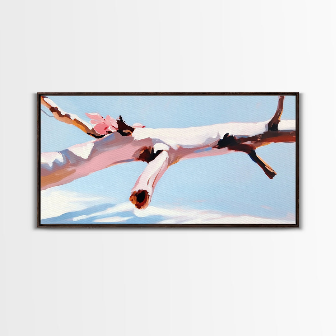 Branch Harmony, Nature Abstract, Earthy Tones, Framed Canvas Print, Bohemian Wall Art, Botanical Decor, Cozy Home Accent, Neutral Artwork