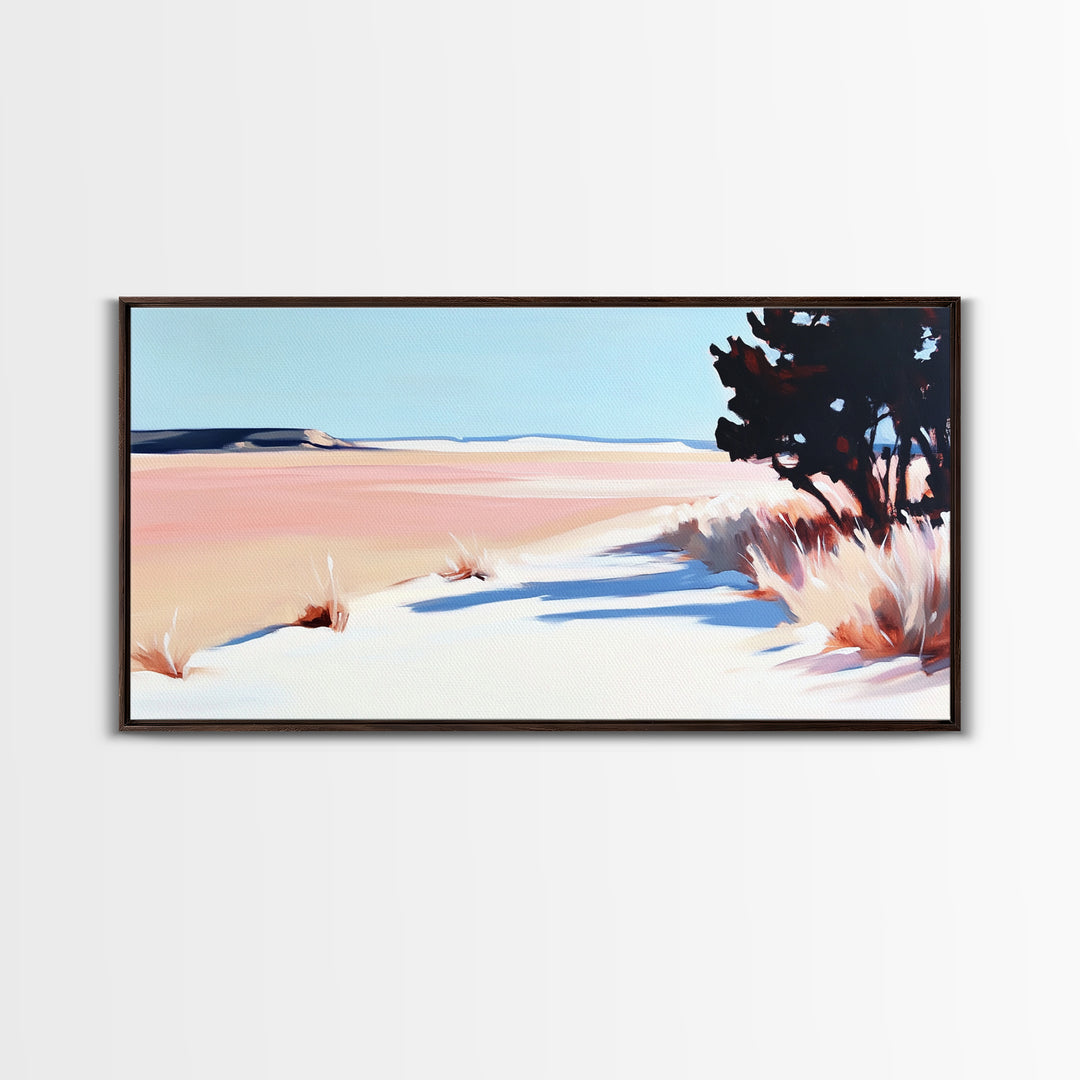 Desert Pathway, Minimalist Landscape Art, Warm Pastel Print, Earthy Aesthetic, Rustic Wall Decor, Bedroom Art, Canvas Print