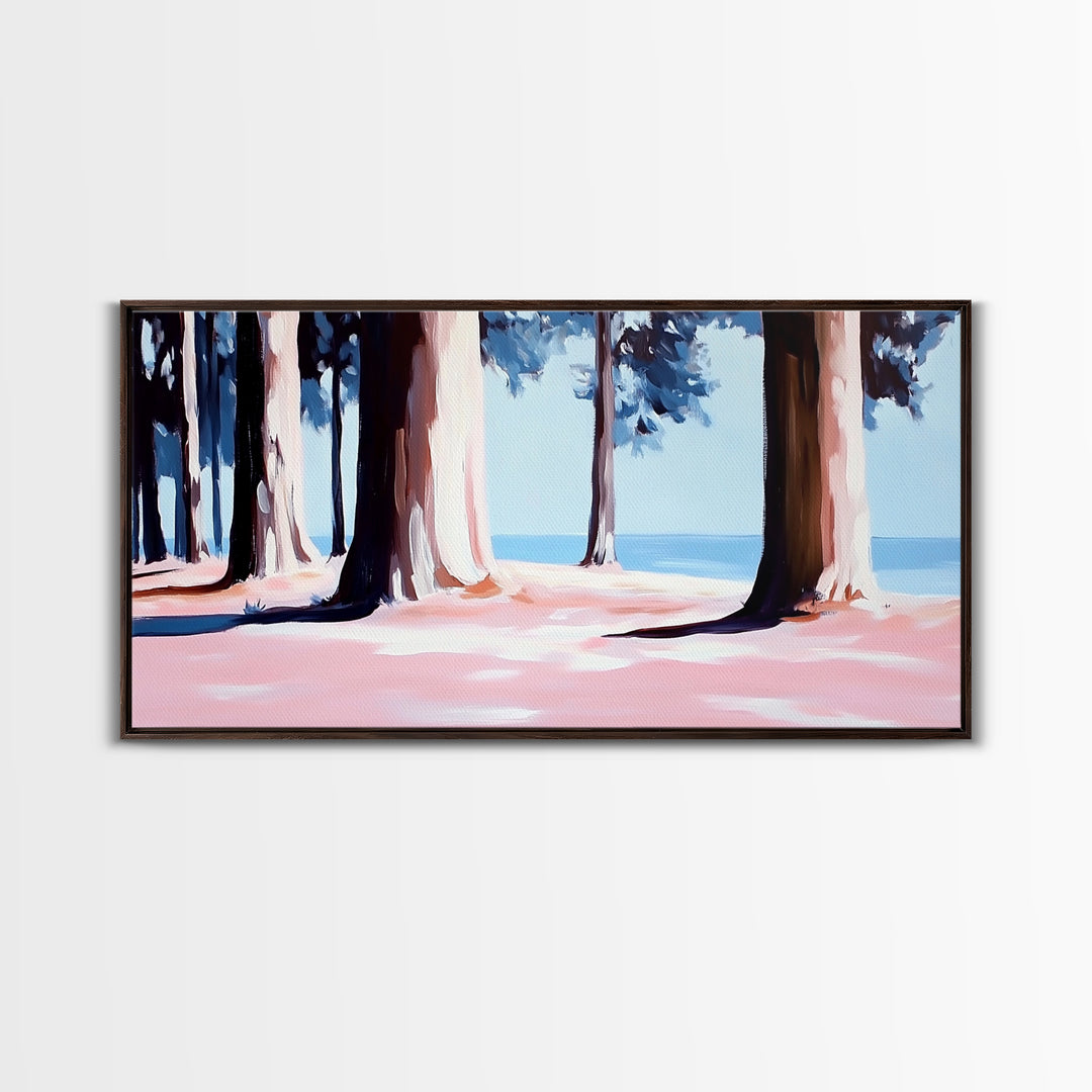 Pine Forest, Tranquil Landscape Art, Nature Inspired Print, Coastal Trees, Earthy Tones, Modern Wilderness Decor, Canvas Print