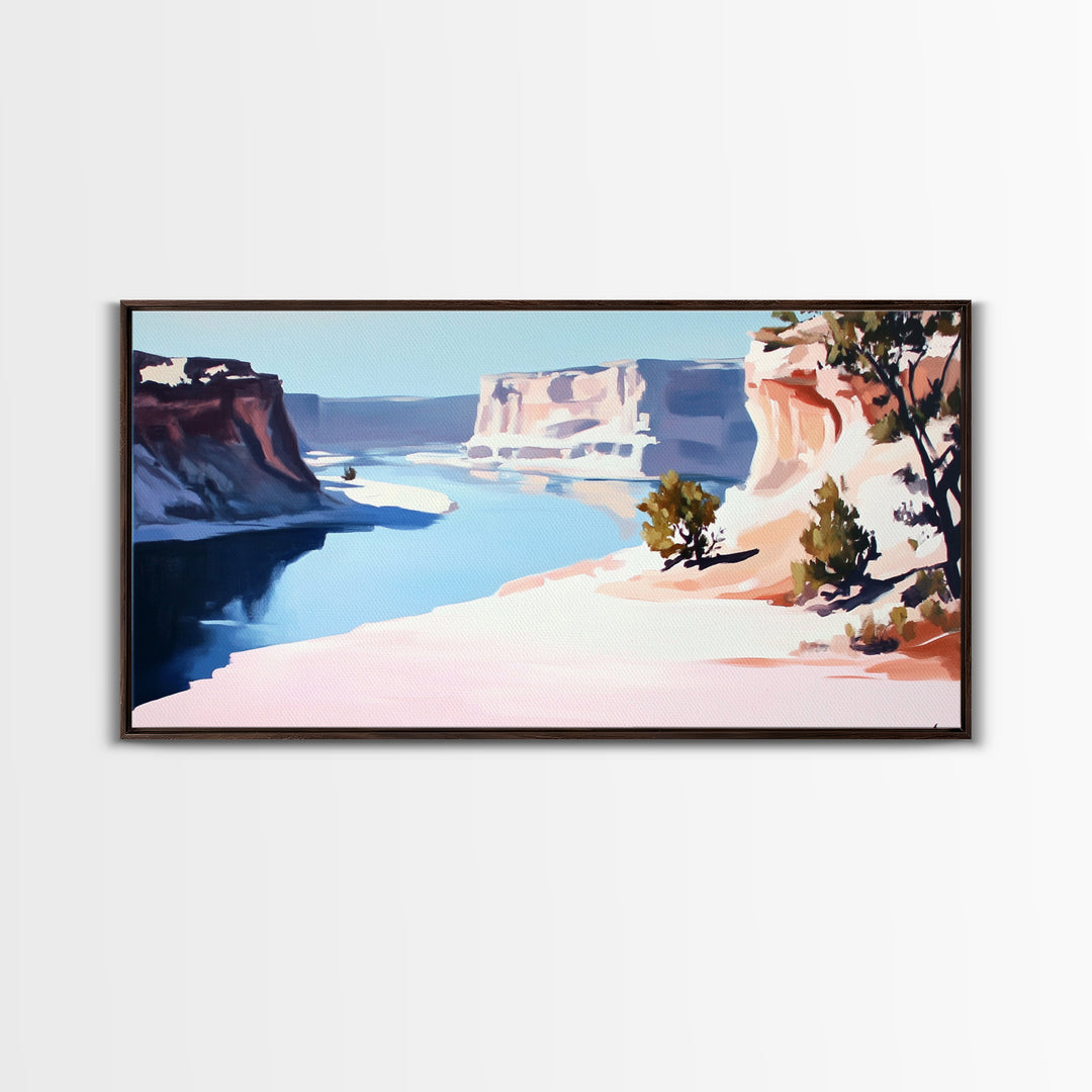 Desert River, Southwest Landscape, Canvas Print, Boho Wall Art, Nature Painting, Earthy Home Decor, Western Art, Office Wall Art