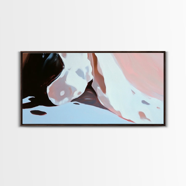 Close Up, Abstract Soft Art, Dreamy Minimalist Painting, Pastel Blue and Pink, Aesthetic Wall Decor, Neutral Modern Art, Canvas Print