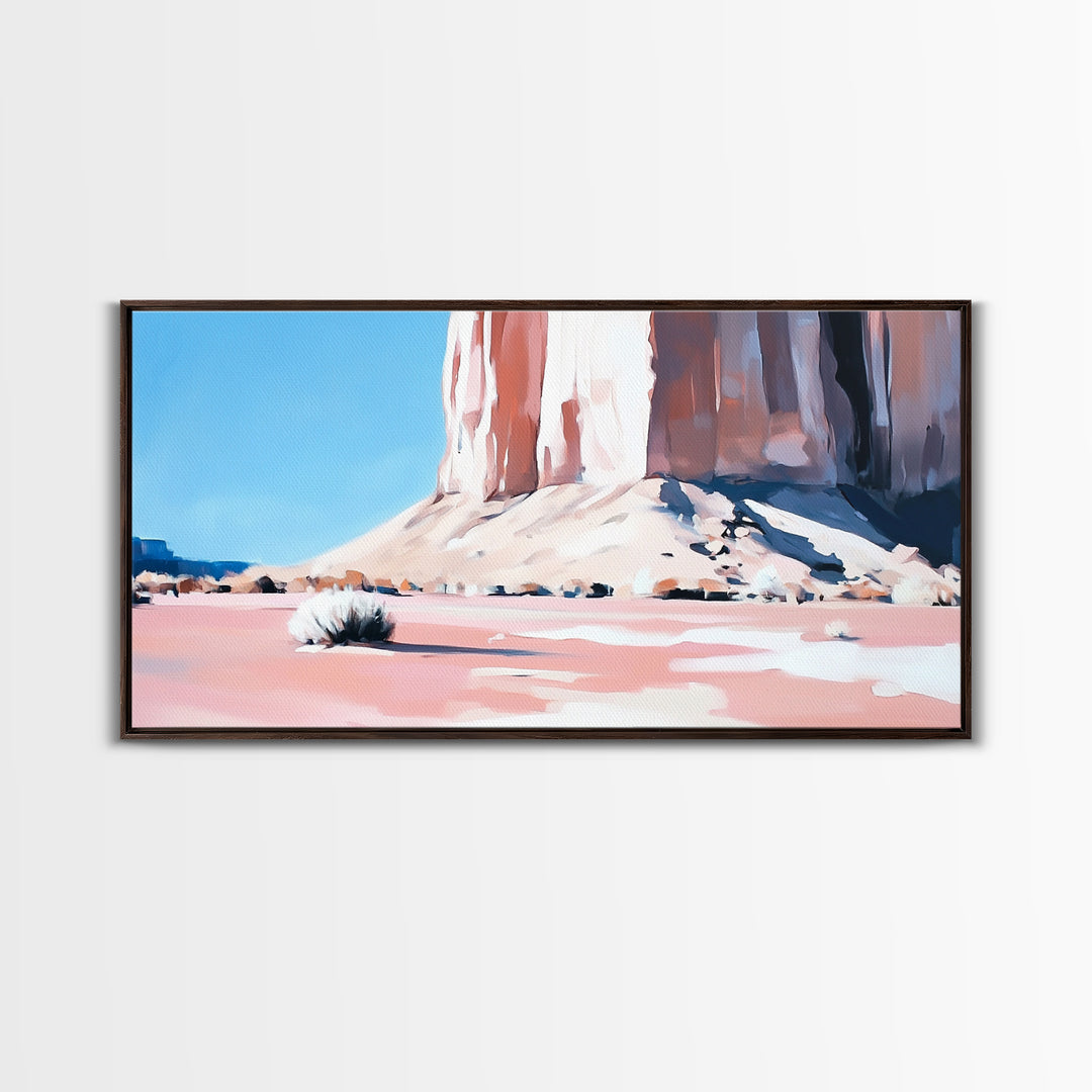 Desert Rock, Monument Valley, Southwestern Art, Minimalist Landscape, Earthy Wall Art, Rustic Home Decor, Framed Canvas Print, Modern Western