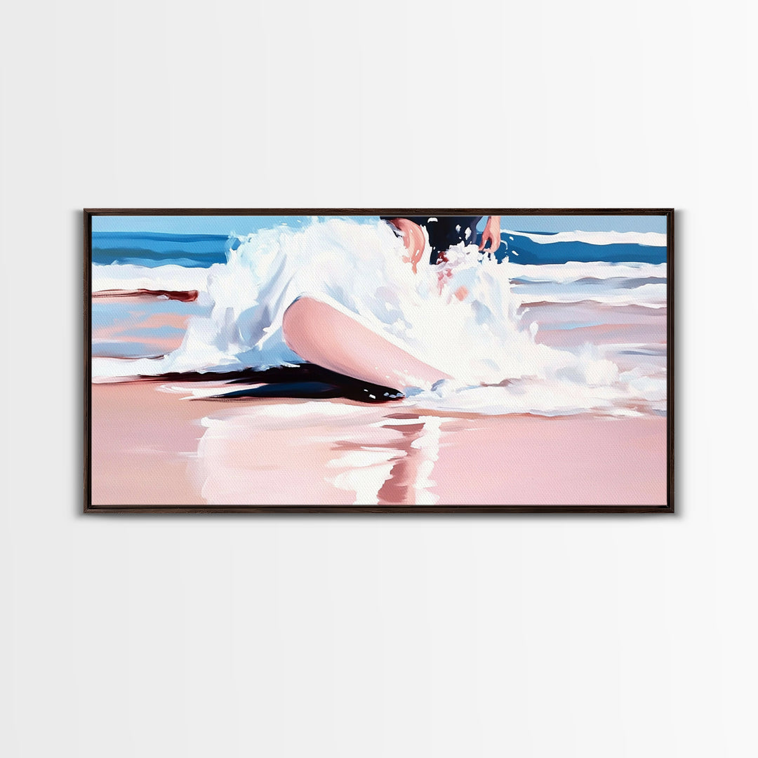 Ocean Splash, Surfer Art, Beach Wall Decor, Canvas Print, Coastal Home Art, Minimalist Wave Painting, Modern Beach House Wall Art