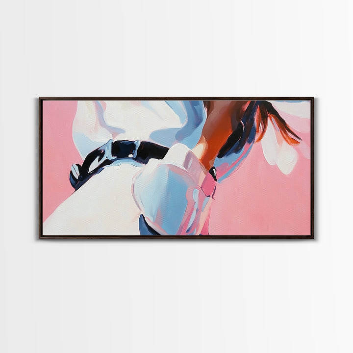 Cowgirl Outfit, Country Aesthetic, Western Home Decor, Feminine Wall Art, Fashion Framed Canvas Print, Pink and Blue Artwork