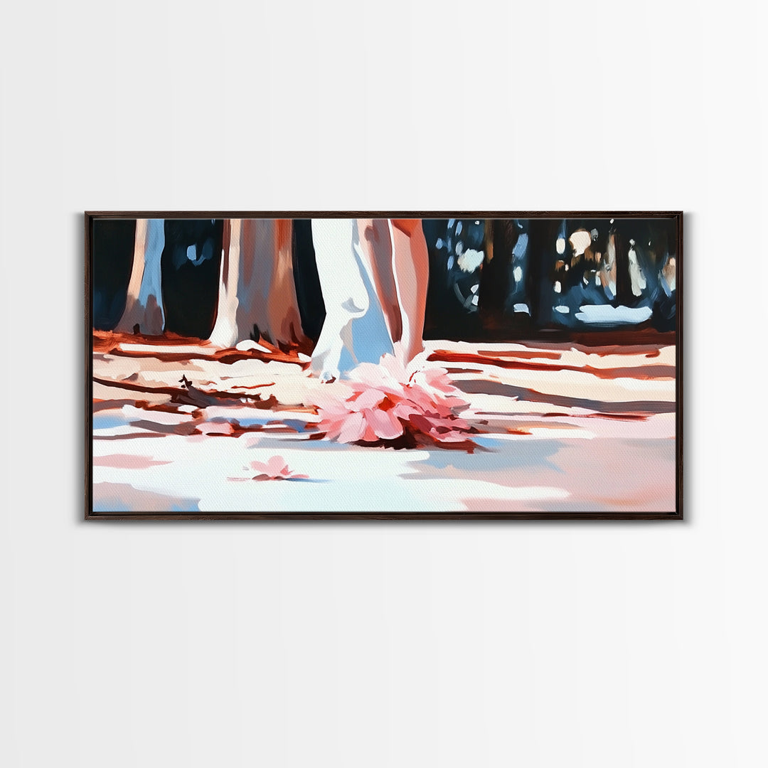 Blush Wedding, Romantic Art, Framed Canvas Print, Elegant Wall Decor, Feminine Painting, Modern Bedroom Art, Minimalist Aesthetic