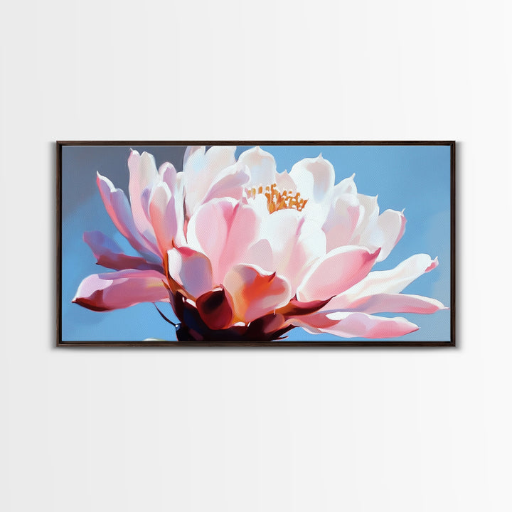 Blooming Cactus, Floral Wall Art, Desert Aesthetic, Boho Nature Decor, Soft Pink Botanical, Succulent Art, Canvas Print, Kitchen Decor