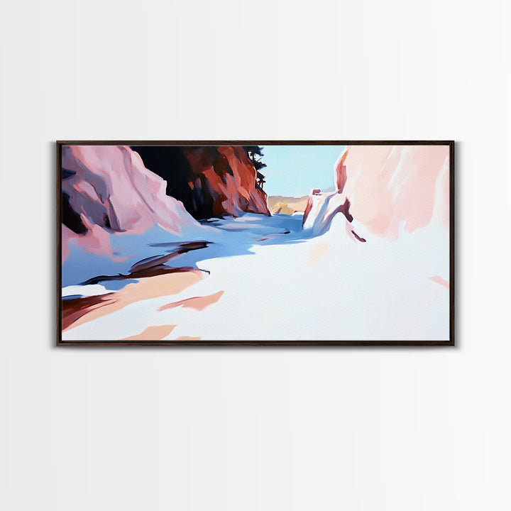 Canyon Landscape, Desert Painting, Western Wall Art, Nature Inspired Decor, Earth Tone Artwork, Framed Canvas Print, Boho Home Aesthetic