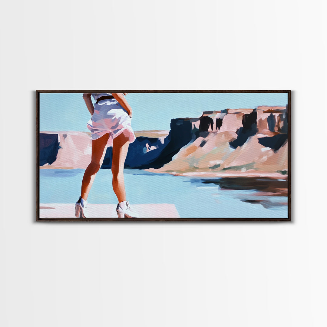 Desert Hike, Canyon View, Travel Photography Art, Adventure Aesthetic, Wanderlust Inspired Decor, Modern Boho Style, Framed Canvas Print