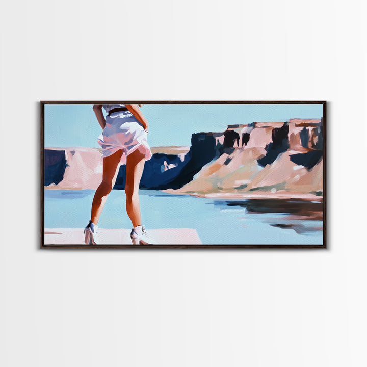 Desert Hike, Canyon View, Travel Photography Art, Adventure Aesthetic, Wanderlust Inspired Decor, Modern Boho Style, Framed Canvas Print