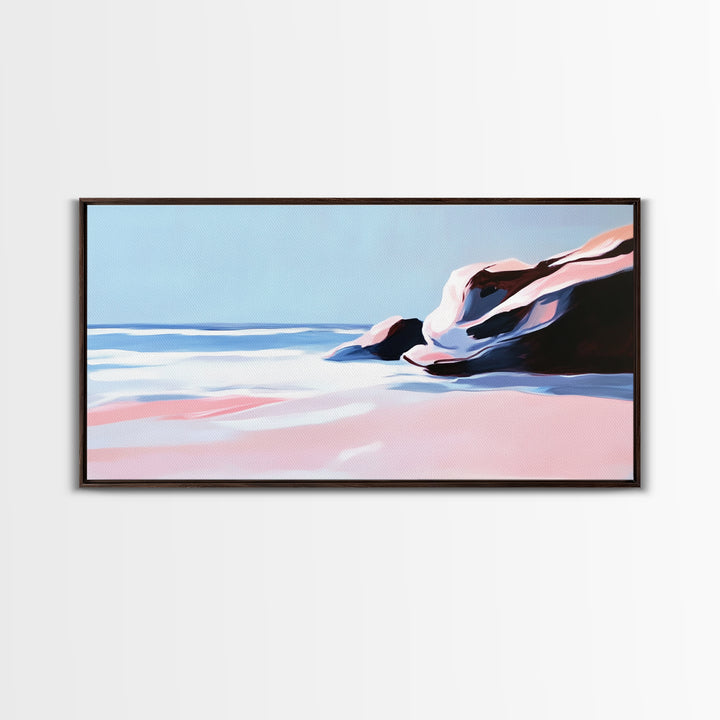 Ocean Breeze, Rolling Waves, Beach Escape, Canvas Print, Coastal Wall Art, Living Room Decor, Nautical Painting, Blue Seaside Art