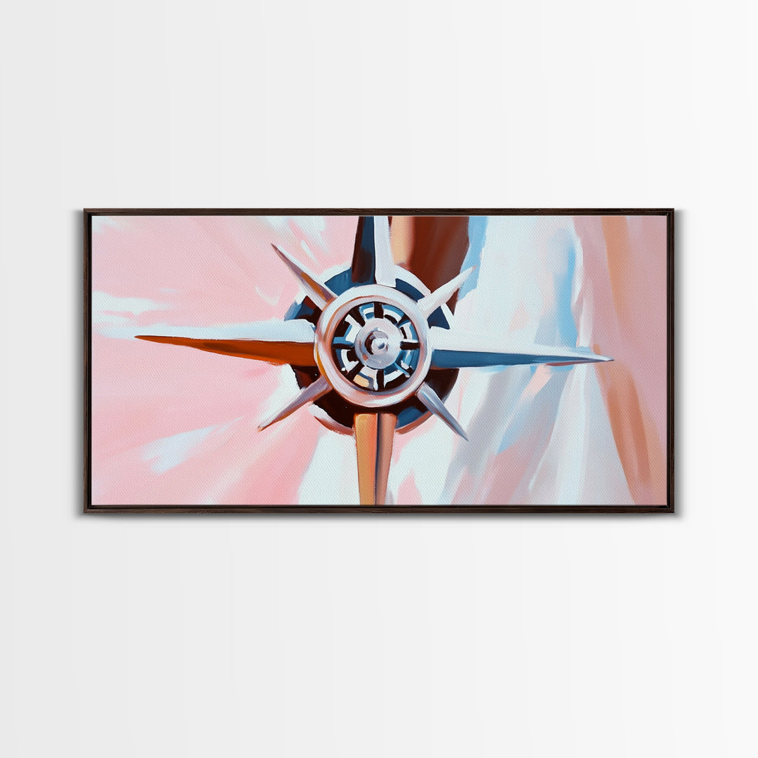 Compass Rose, Nautical Art, Pink Tones, Maritime Decor, Framed Canvas Print, Coastal Home Art, Boho Wall Art, Office Wall Decor