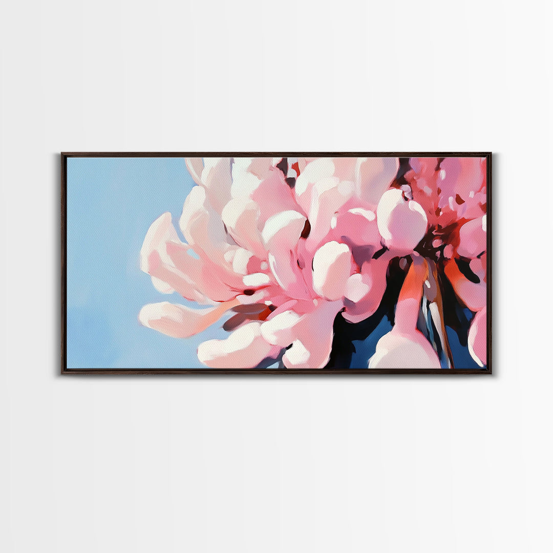 Blooming Flowers, Pink Petals, Floral Print, Modern Art, Framed Canvas Print, Bedroom Wall Art, Feminine Decor, Abstract Flowers