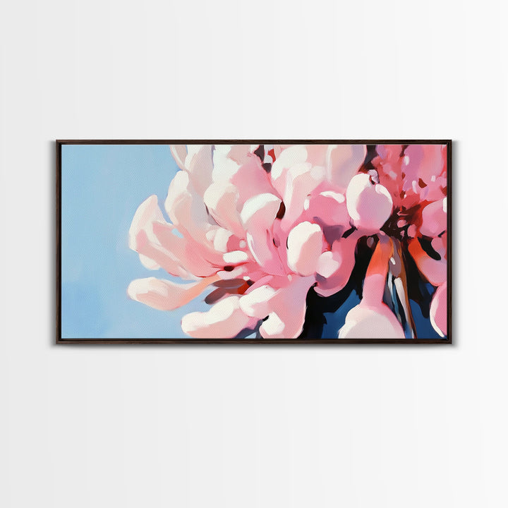 Blooming Flowers, Pink Petals, Floral Print, Modern Art, Framed Canvas Print, Bedroom Wall Art, Feminine Decor, Abstract Flowers