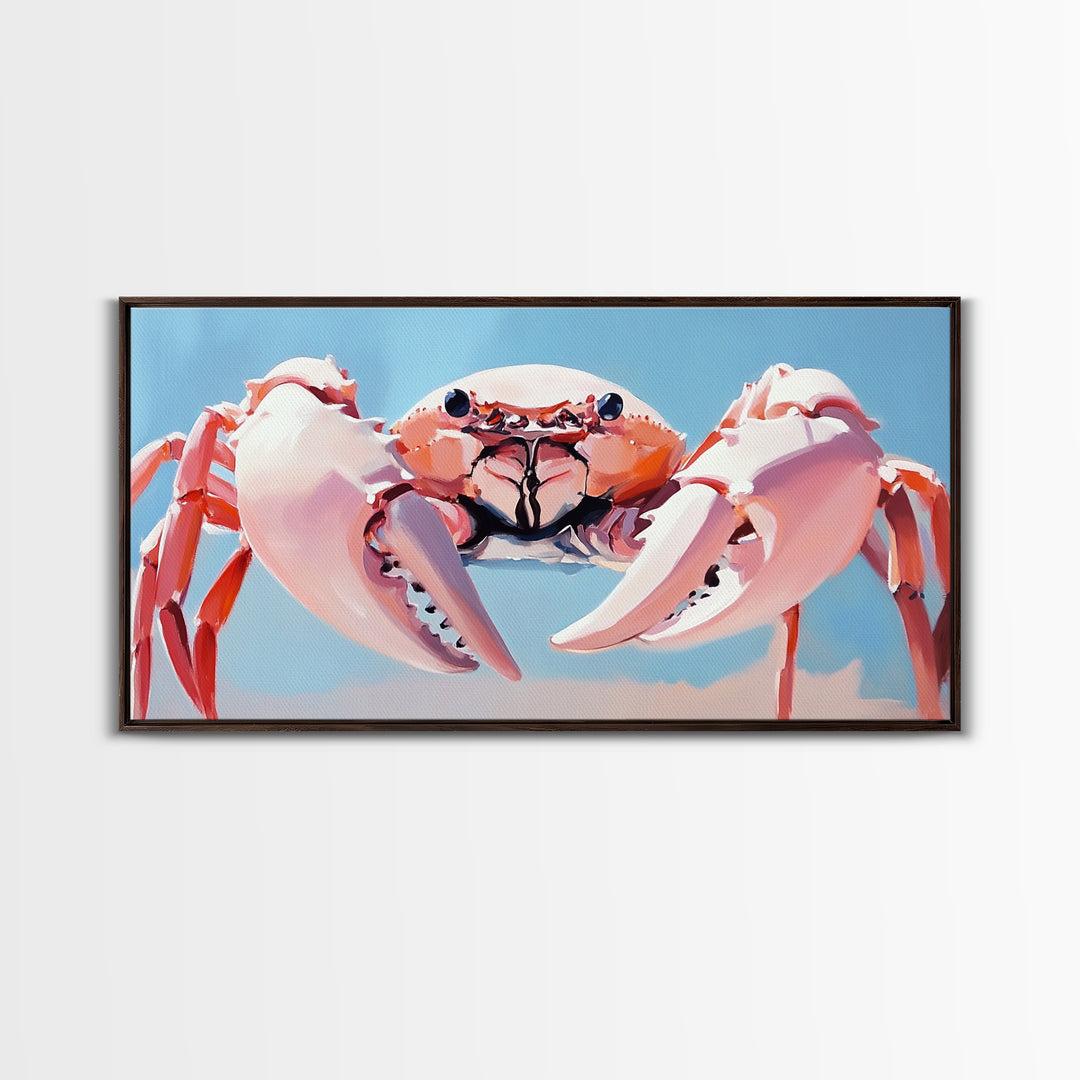 Crab Illustration, Ocean Life, Coastal Kitchen, Beach House Wall Art, Canvas Print, Nautical Artwork, Seaside Aesthetic, Marine Art