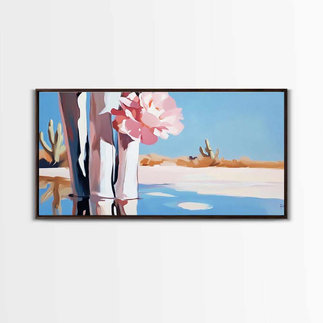 Cactus Blooms, Desert Flowers, Southwestern Serenity, Canvas Print, Floral Art, Pastel Tones, Nature Wall Art, Boho Decor, Minimalist Aesthetic