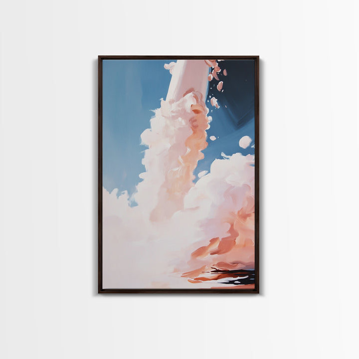 Rocket Launch, Space Exploration, Sci-Fi Aesthetic, Framed Canvas Print, Office Wall Art, Futuristic Home Decor, Astronaut Inspired