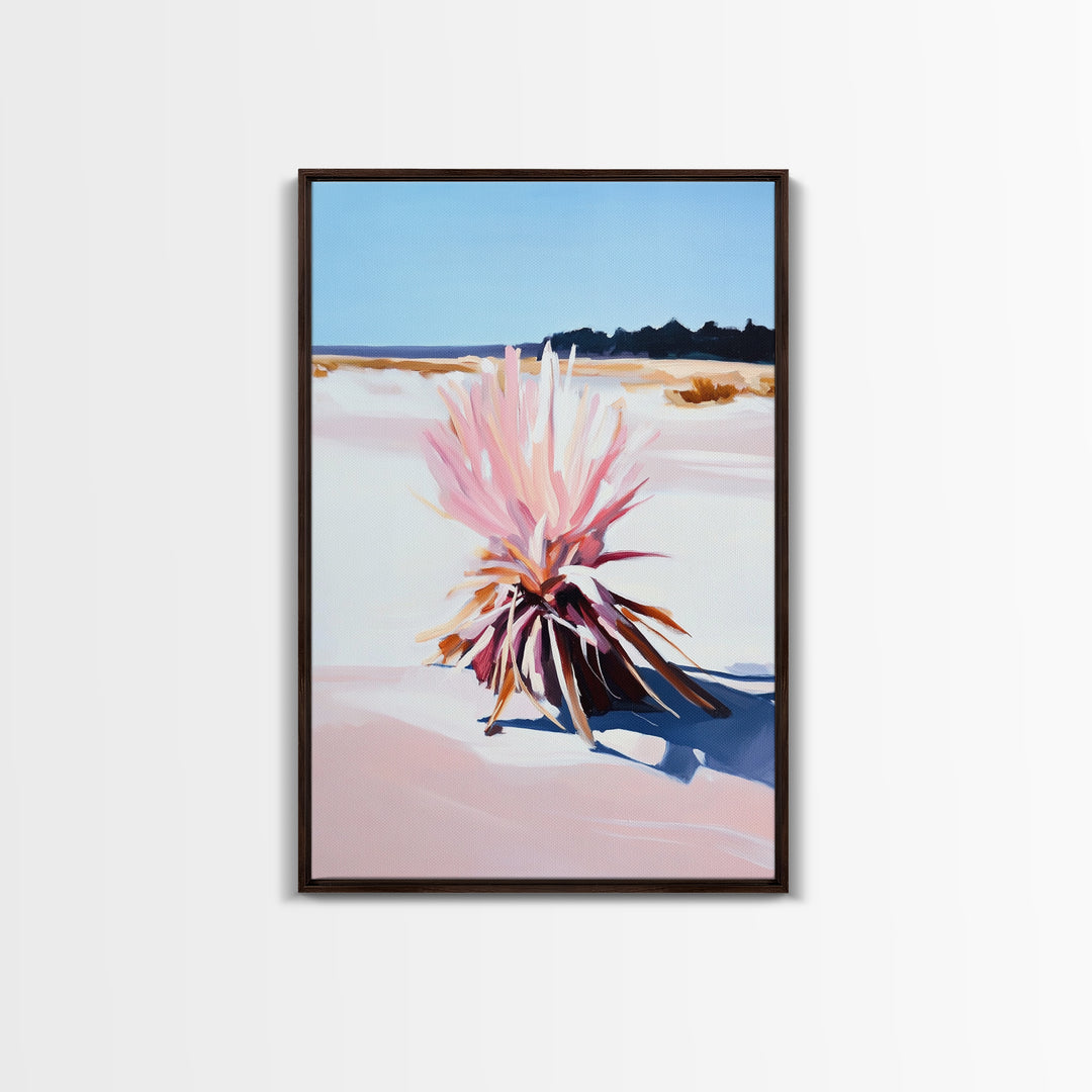 Desert Plant, Soft Pink Tones, Modern Botanical Wall Art, Framed Canvas Print, Southwest Decor, Minimalist Nature Painting