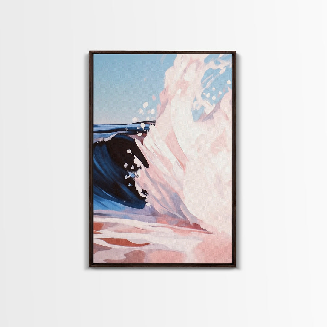 Ocean Wave Painting, Coastal Beach Art, Abstract Water Scene, Framed Canvas Print, Modern Nautical Decor, Living Room Wall Art, Boho Art