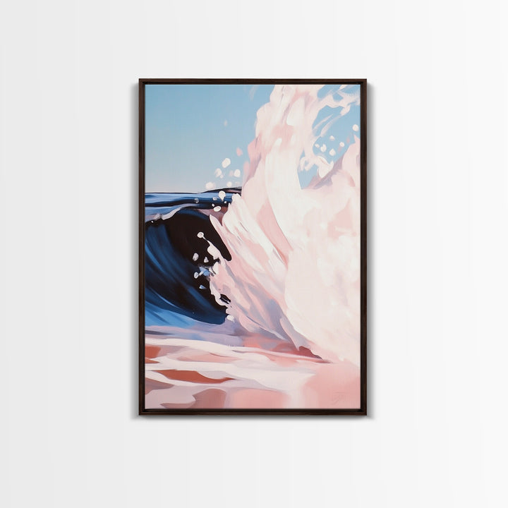 Ocean Wave Painting, Coastal Beach Art, Abstract Water Scene, Framed Canvas Print, Modern Nautical Decor, Living Room Wall Art, Boho Art