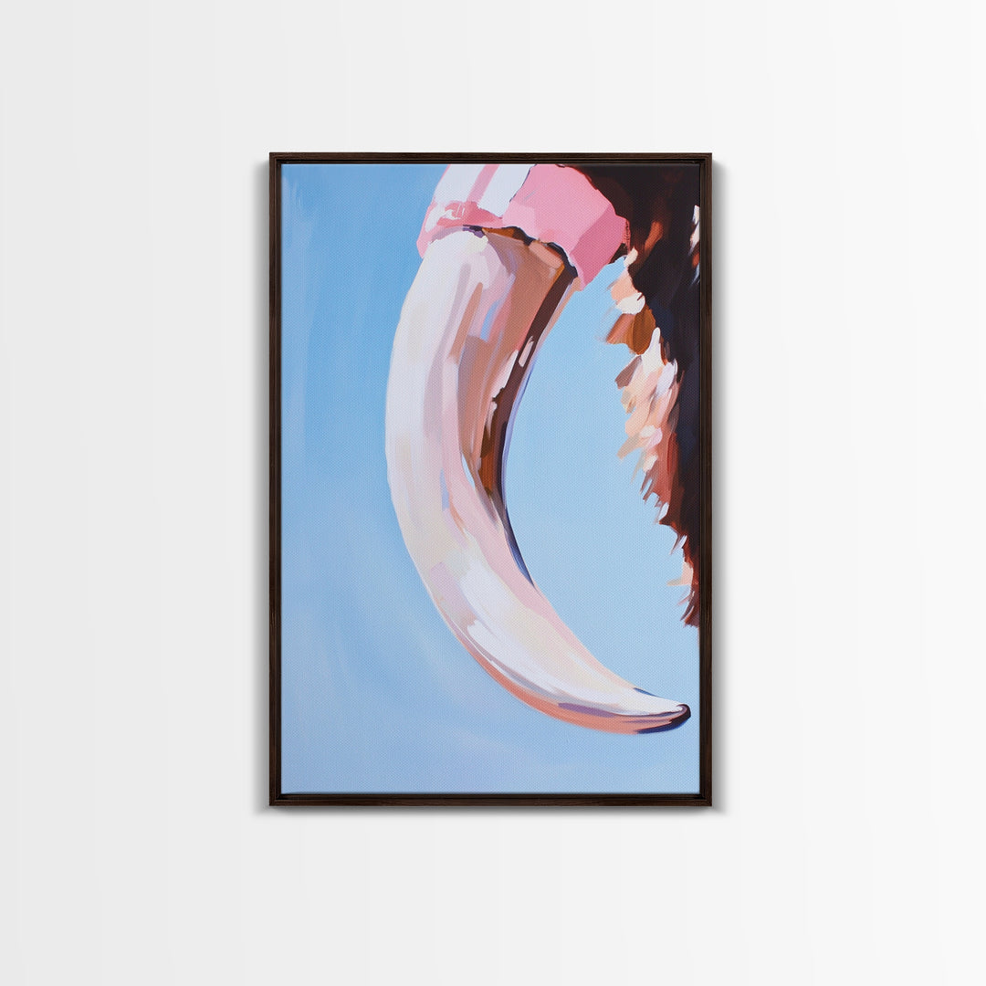 Buffalo Horn, Western Decor, Rustic Art, Cowboy Wall Art, Framed Canvas Print, Boho Style, Minimalist Animal Art, Neutral Aesthetic