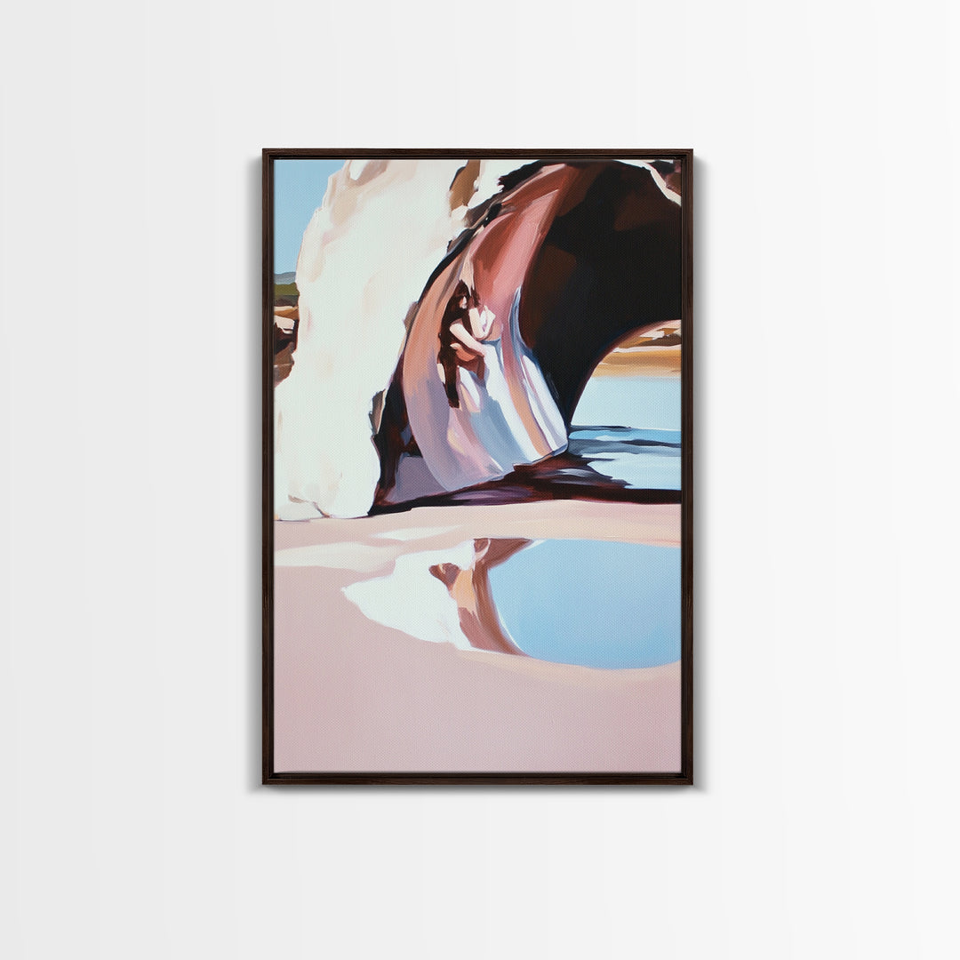 Desert Arch, Dreamy Reflection, Surreal Landscape, Boho Wall Art, Nature Inspired, Earthy Decor, Framed Canvas Print, Bedroom