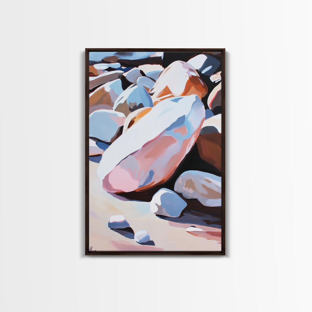 Mystic Cliffside, Surreal Landscape, Nature Aesthetic, Modern Wall Decor, Soft Pastels, Dreamy Art, Framed Canvas Print, Hallway