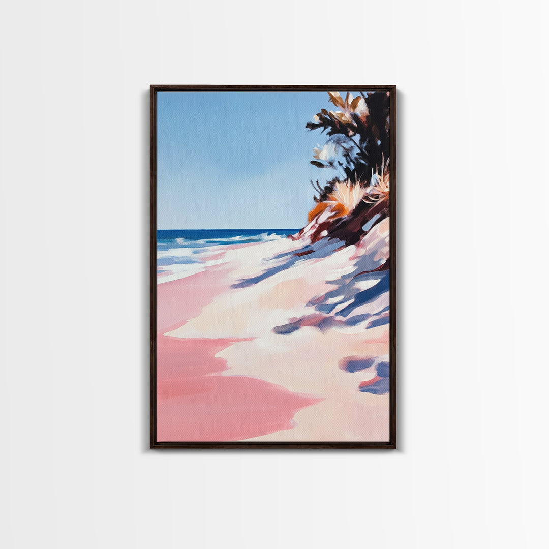 Coastal Waves, Summer Beach Art, Ocean Seascape Painting, Framed Canvas Print, Nautical Wall Art, Living Room Decor, Beach House Artwork